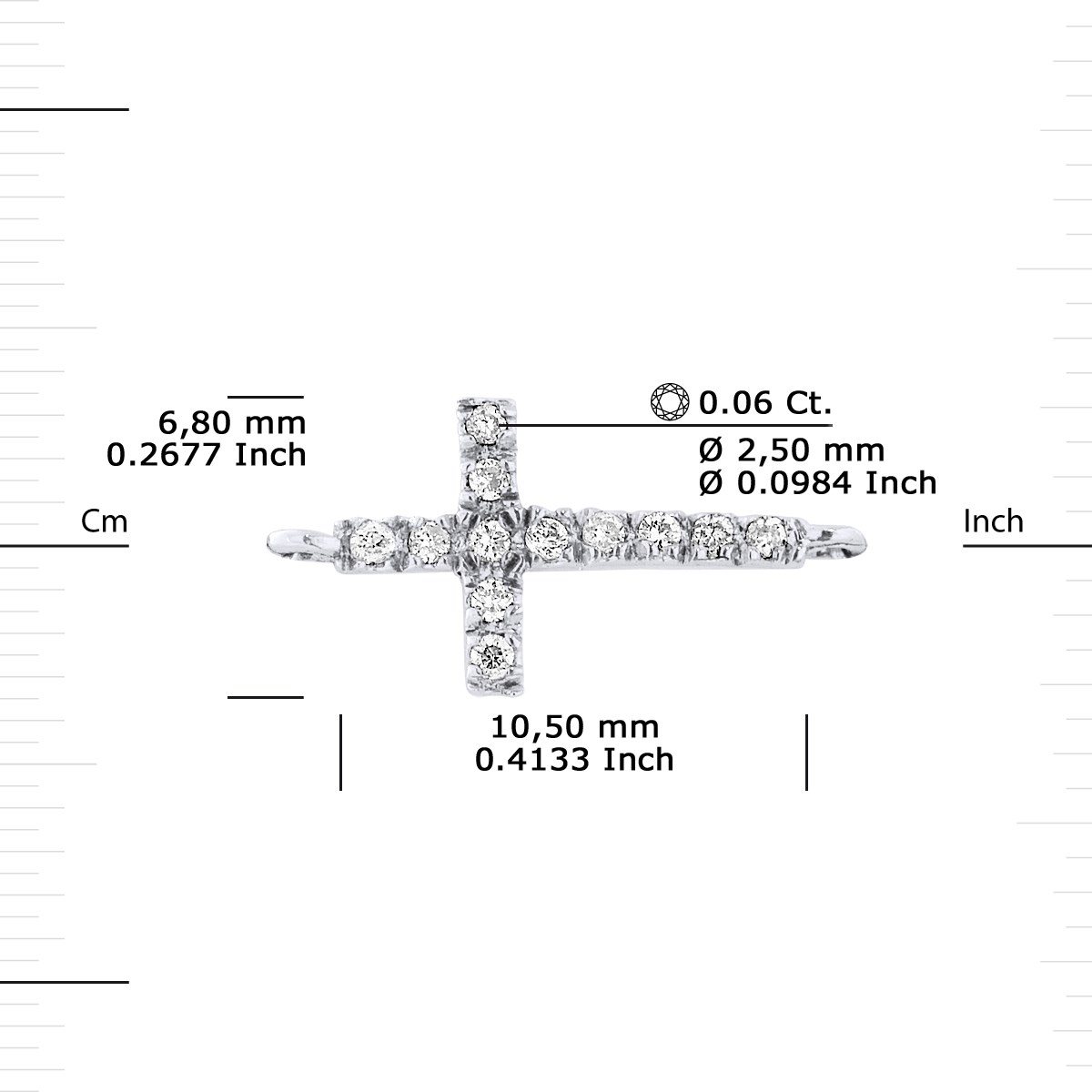 Bracelet CROIX Diamants 0,15 Cts Or Blanc - vue 3
