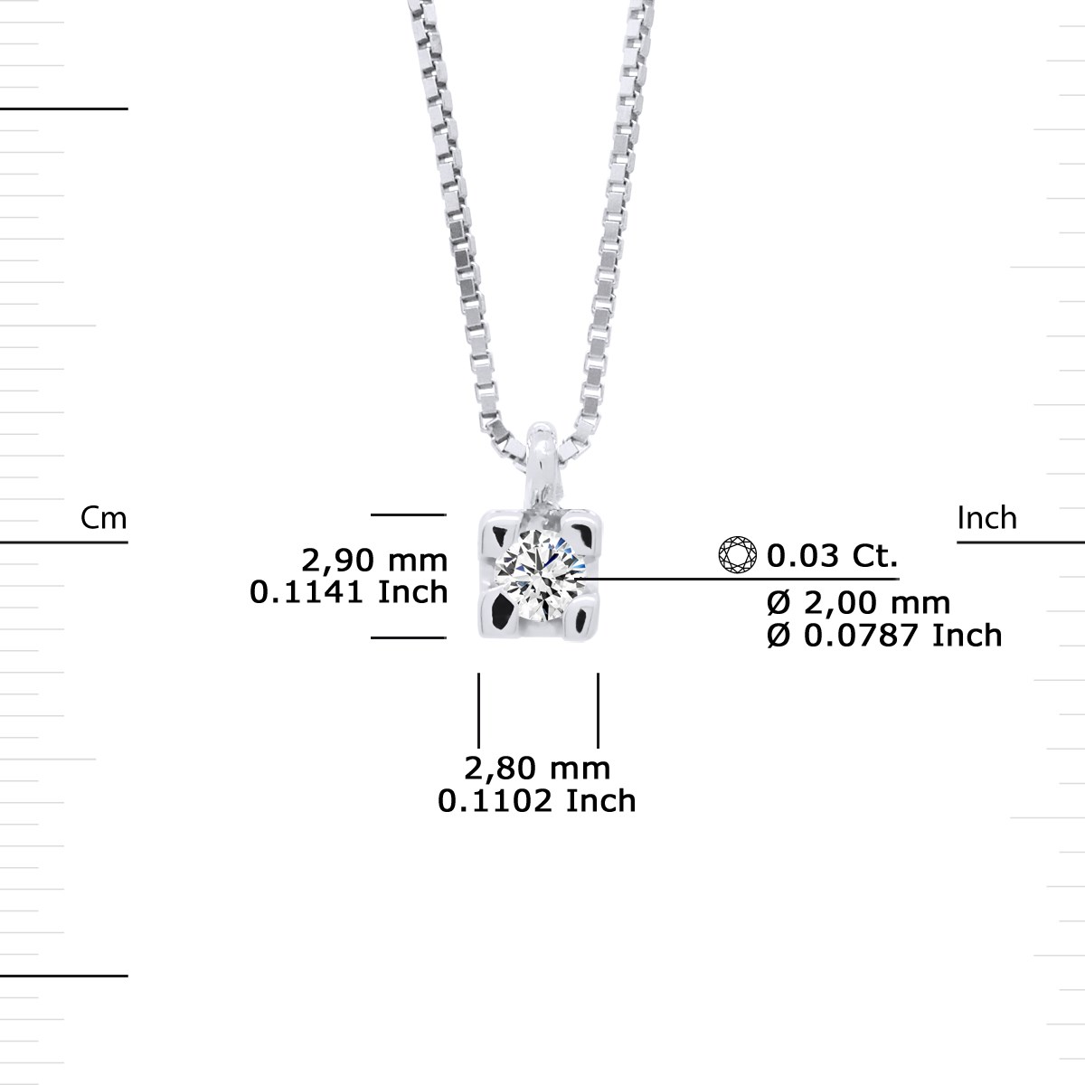 Collier Solitaire Diamant 0,030 Cts Or Blanc - vue 3