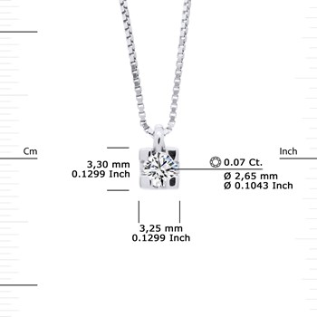 Solitaire Diamanten Ketting 0,070 Cts Wit Goud