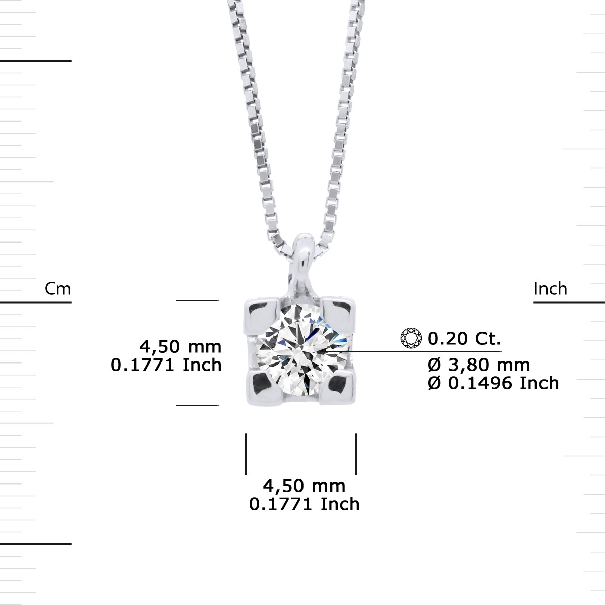 Collier Solitaire Diamant 0,20 Cts Or Blanc - vue 3