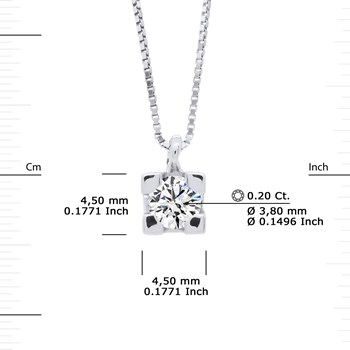 Solitaire Diamond Necklace 0.20 Cts White Gold