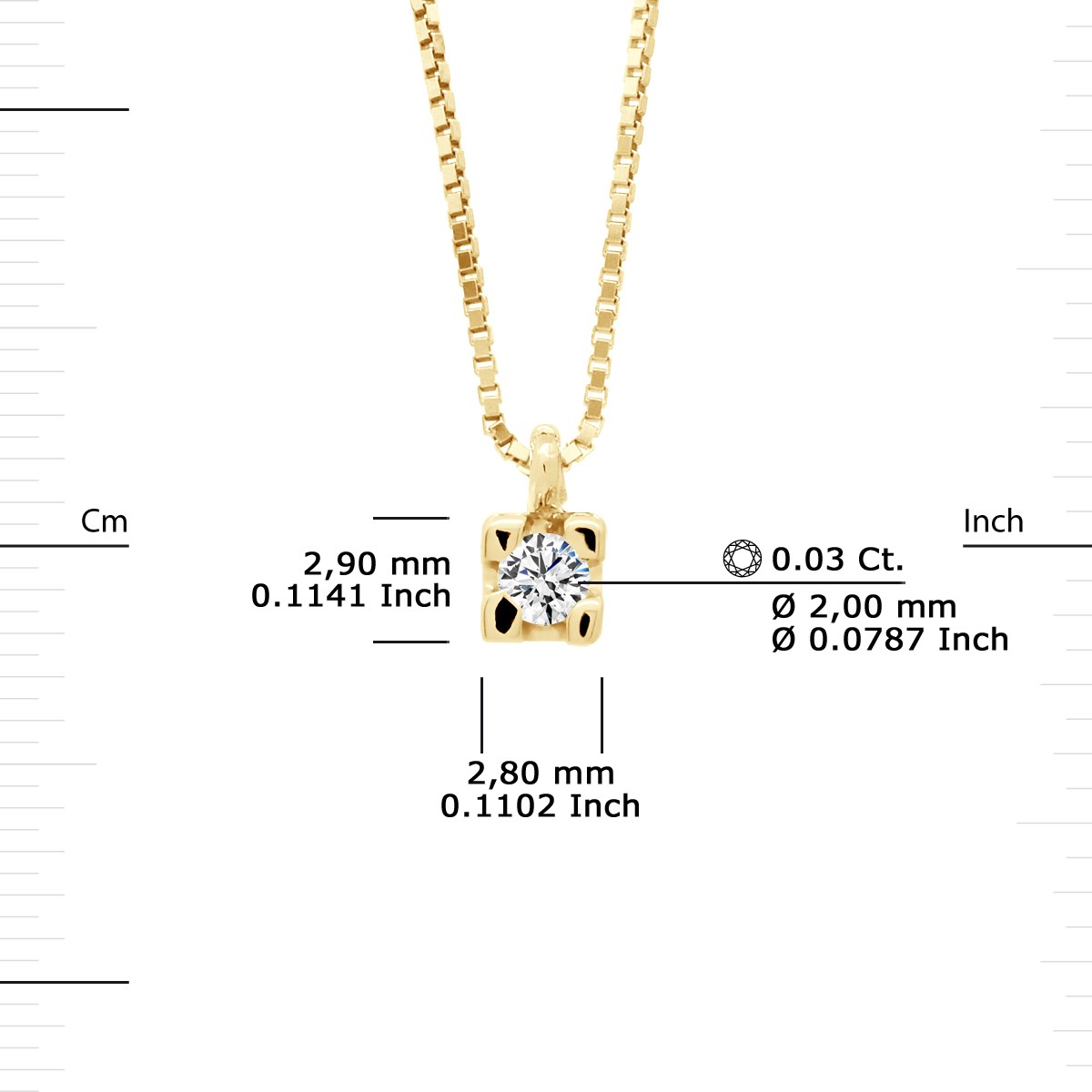 Collier Solitaire Diamant 0,030 Cts Or Jaune - vue 3