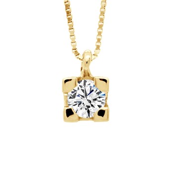 Solitaire Diamond Necklace 0.20 Cts White Gold