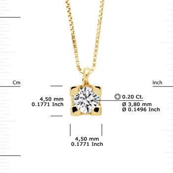 Solitaire Diamond Necklace 0.20 Cts White Gold