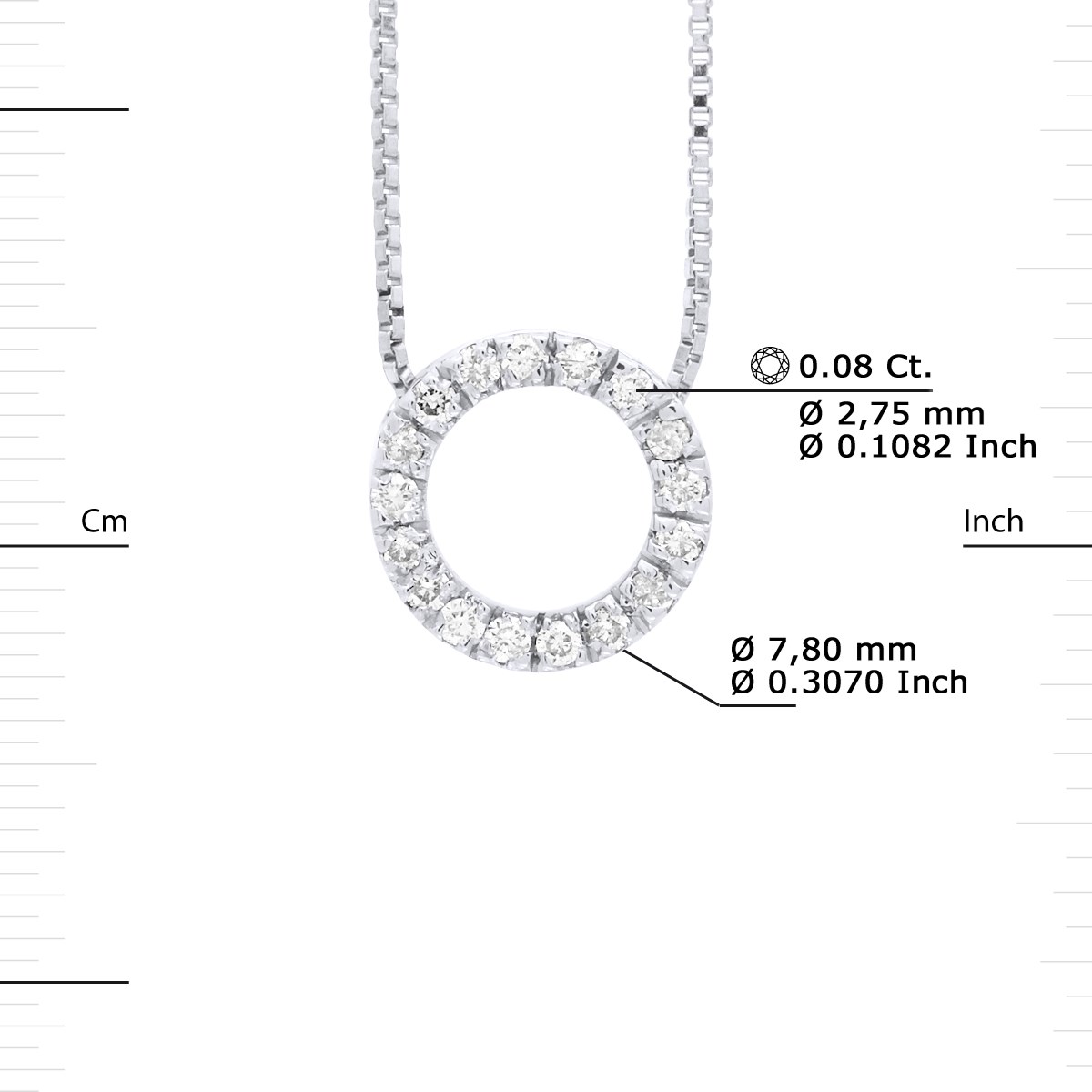 Collier CIRCLE Diamants 0,080 Cts Or Blanc - vue 3