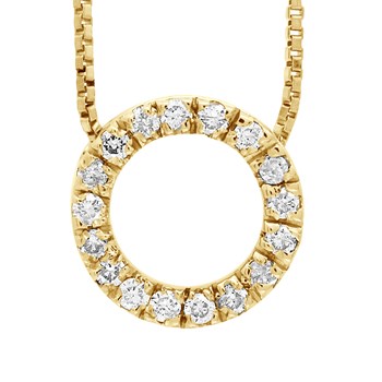 Necklace CIRCLE Diamonds 0.080 Cts Yellow Gold