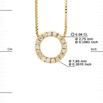 Necklace CIRCLE Diamonds 0.080 Cts Yellow Gold