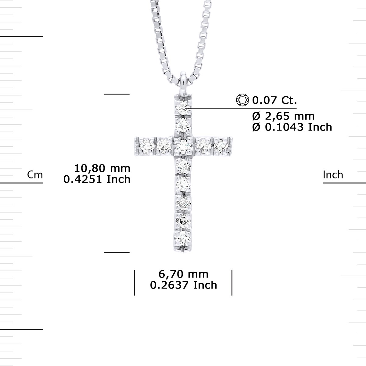Collier CROSS Diamants 0,070 Cts Or Blanc - vue 3