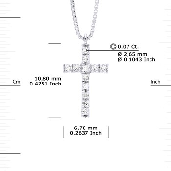 Necklace CROSS Diamonds 0.070 Cts White Gold
