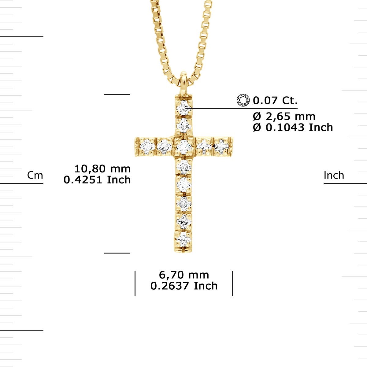 Collier CROSS Diamants 0,070 Cts Or Jaune - vue 3