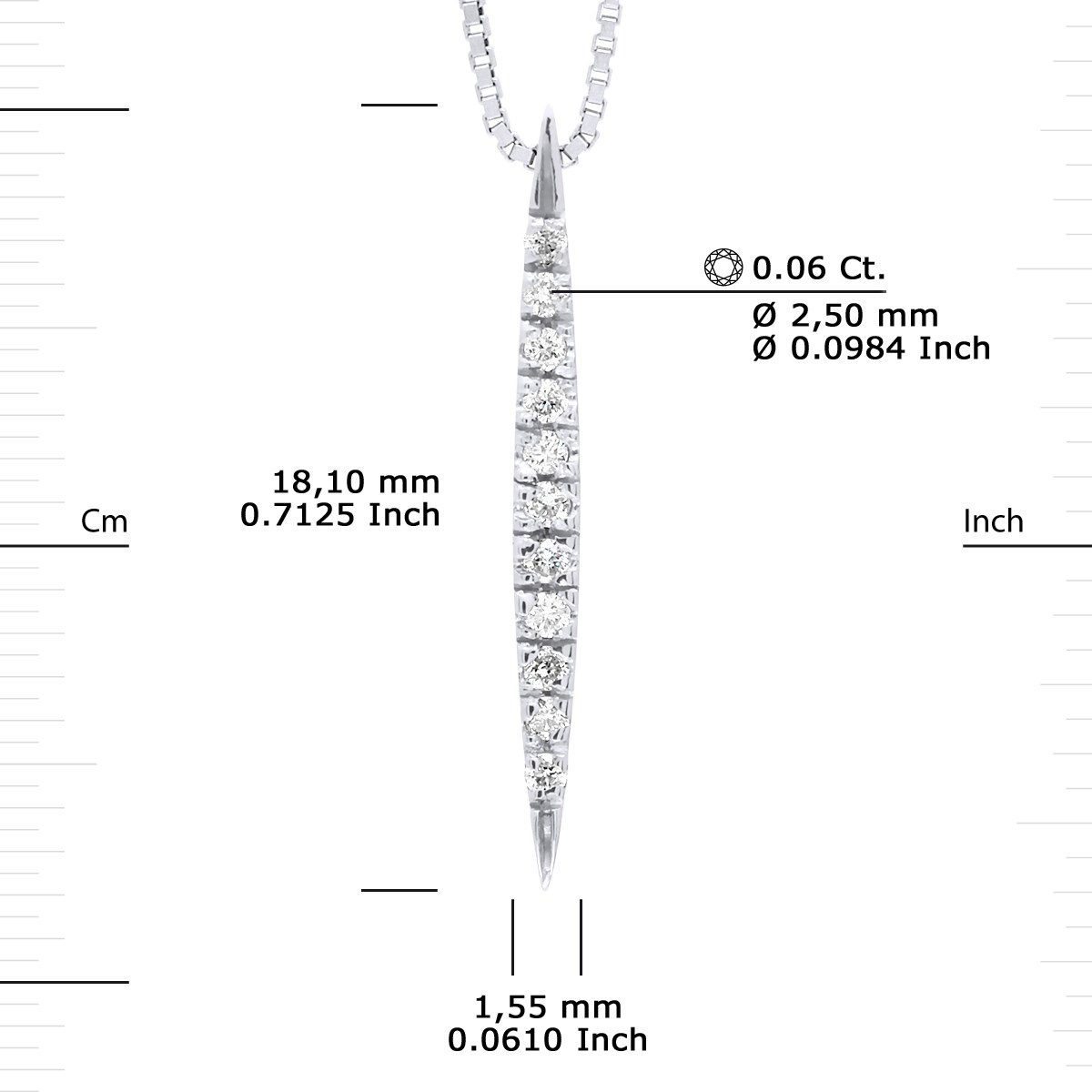 Collier DROP Diamants 0,060 Cts Or Blanc - vue 3