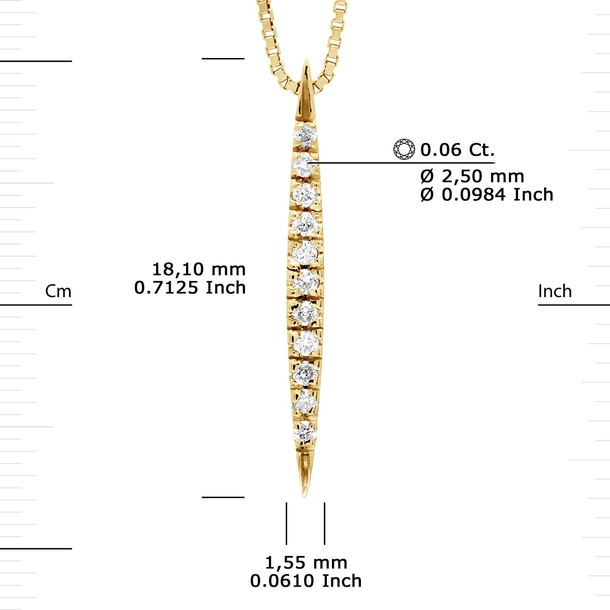 Collier DROP Diamants 0,060 Cts Or Jaune - vue 3