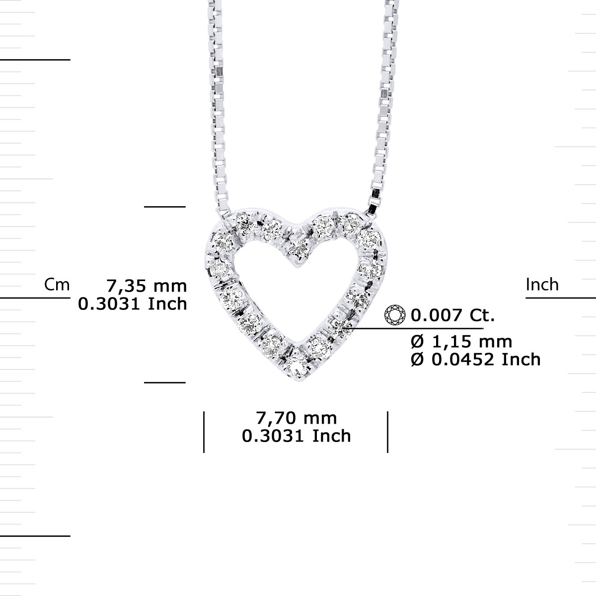 Collier HEART Diamants 0,070 Cts Or Blanc - vue 3