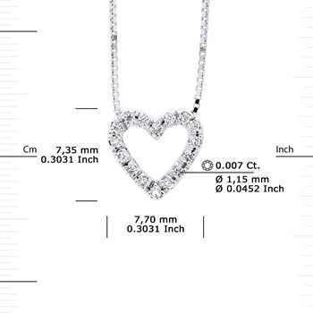 Necklace HEART Diamonds 0.070 Cts White Gold