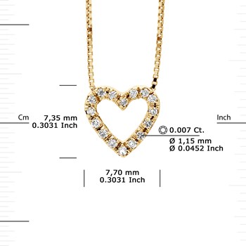 Halsketting HEART Diamanten 0.070 Cts Geelgoud