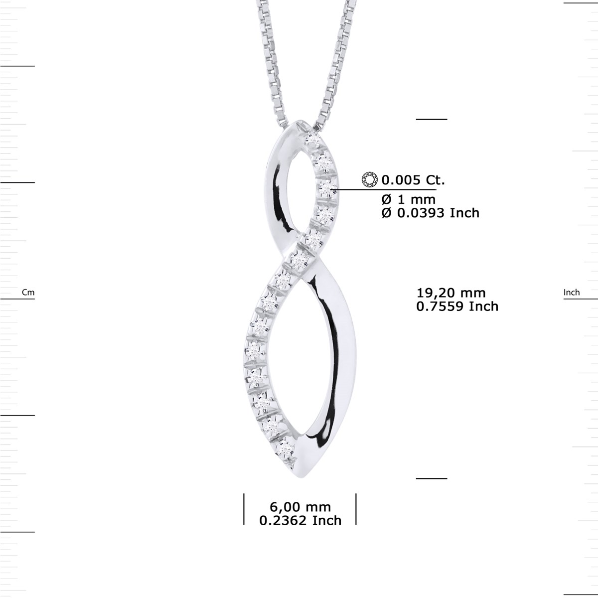 Collier INFINITY Diamants 0,080 Cts Or Blanc - vue 3
