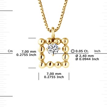 Ketting SQUARE Diamanten 0.050 Cts Geelgoud