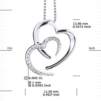 Ketting 2 HARTS Diamanten 0.010 Cts Witgoud