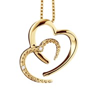 Collier 2 HEARTS Diamants 0,010 Cts Or Jaune
