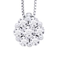 Collier Solitaire Diamants 0,35 Cts Serti illusion 1,25 Cts Or Blanc