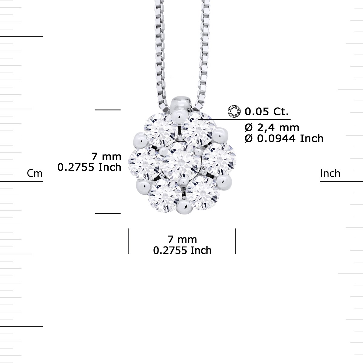 Collier Solitaire Diamants 0,35 Cts Serti illusion 1,25 Cts Or Blanc - vue 3