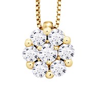 Collier Solitaire Diamants 0,35 Cts Serti illusion 1,25 Cts Or Jaune