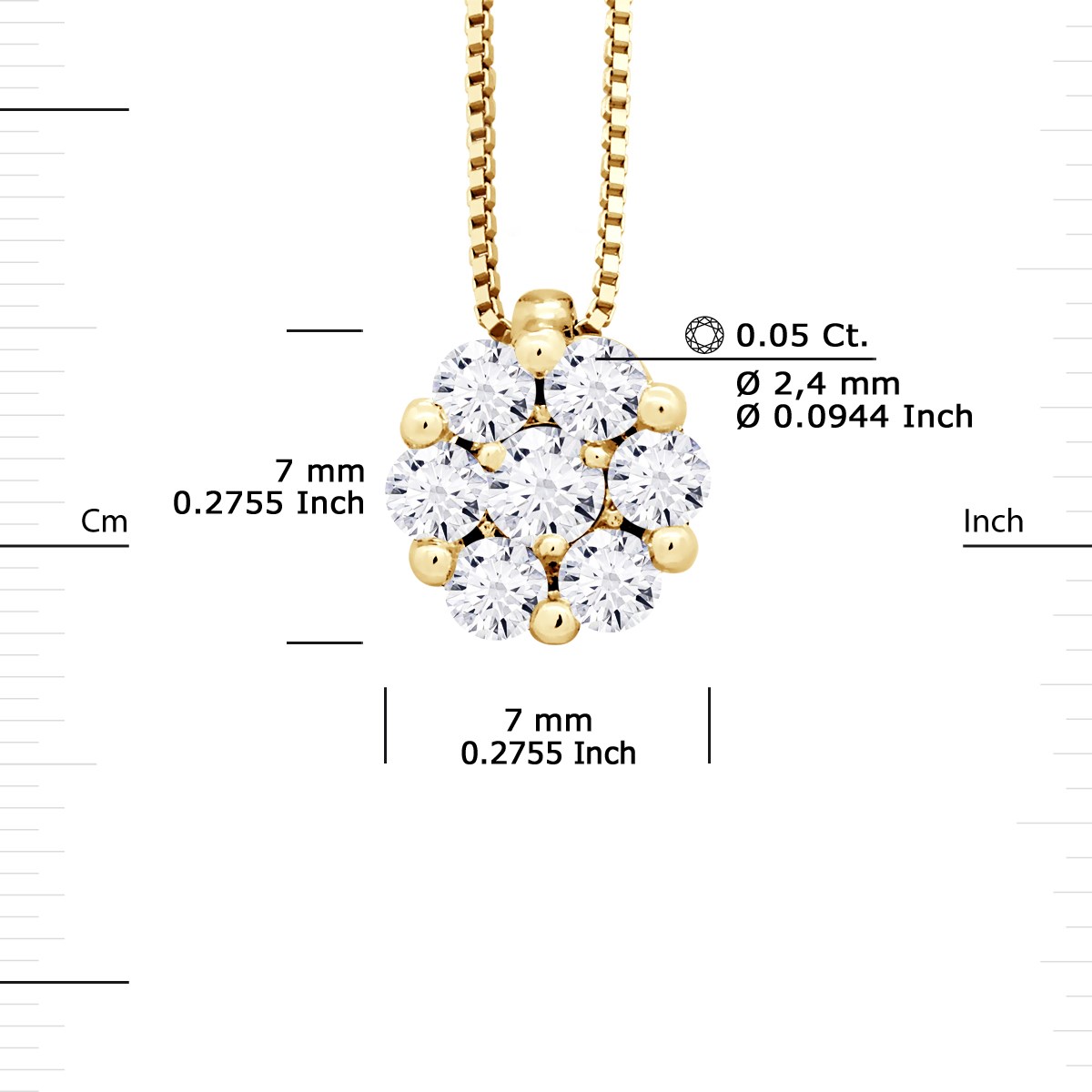 Collier Solitaire Diamants 0,35 Cts Serti illusion 1,25 Cts Or Jaune - vue 3