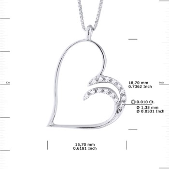 Halsketting HEART Diamanten 0,15 Cts Witgoud