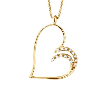 Necklace HEART Diamonds 0.15 Cts Yellow Gold