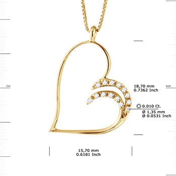 Necklace HEART Diamonds 0.15 Cts Yellow Gold
