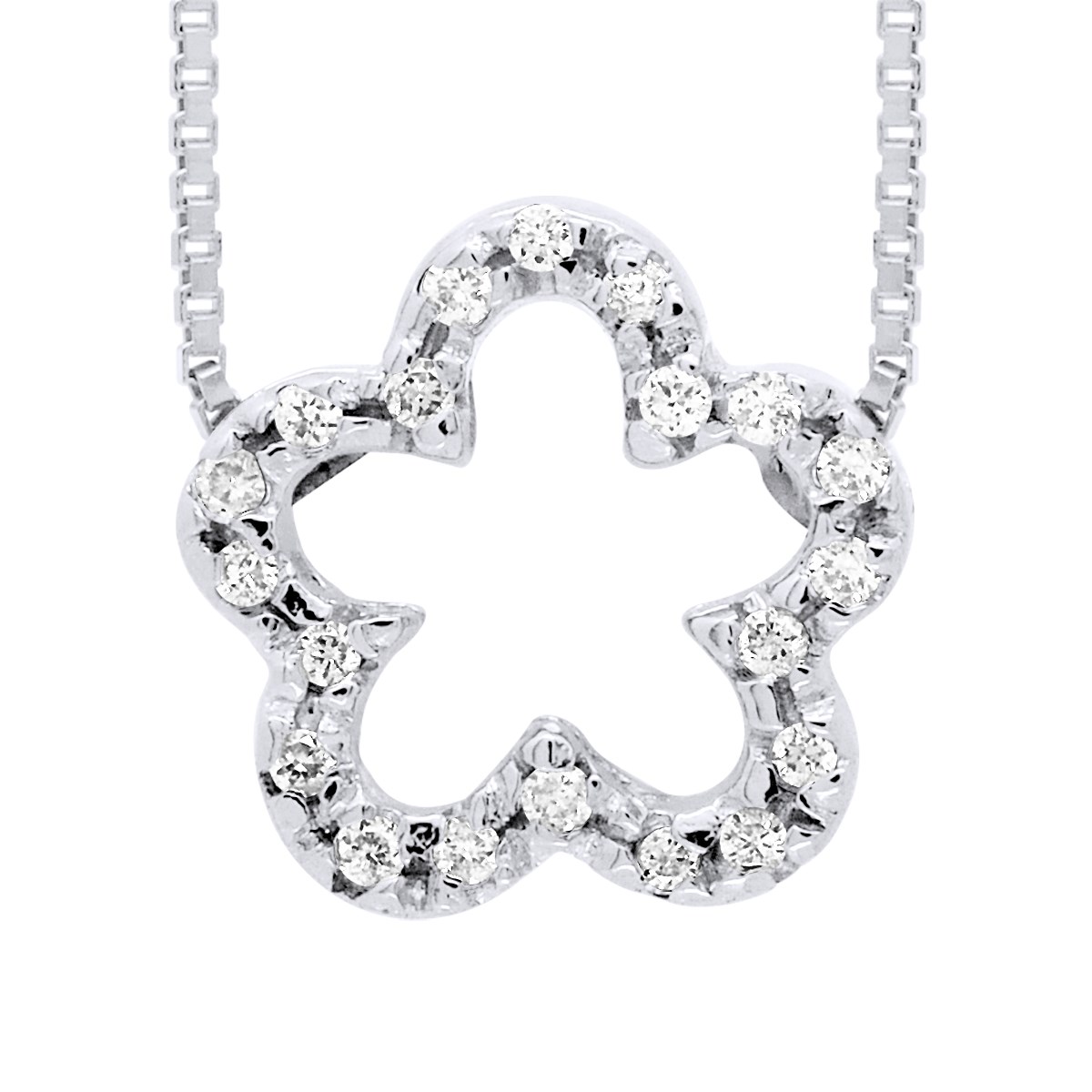 Collier FLOWER Diamants 0,15 Cts Or Blanc