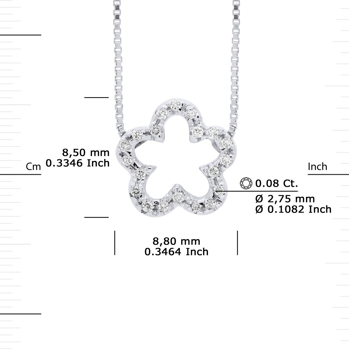 Collier FLOWER Diamants 0,15 Cts Or Blanc - vue 3