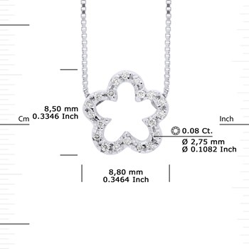 Ketting FLOWER Diamanten 0.15 Cts Witgoud