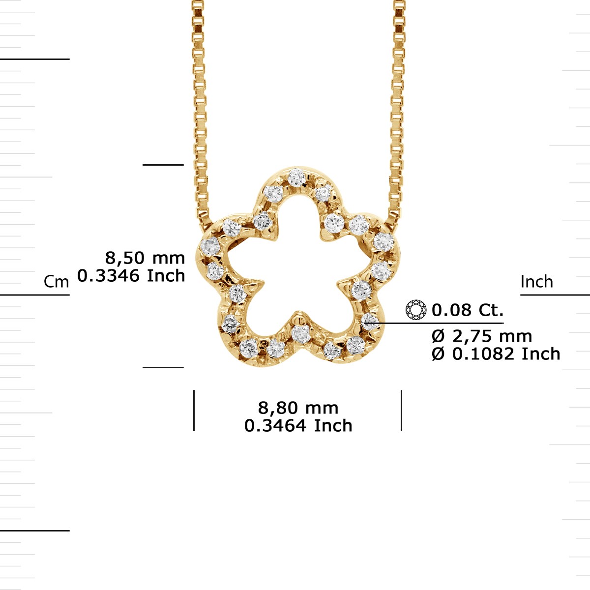 Collier FLOWER Diamants 0,15 Cts Or Jaune - vue 3