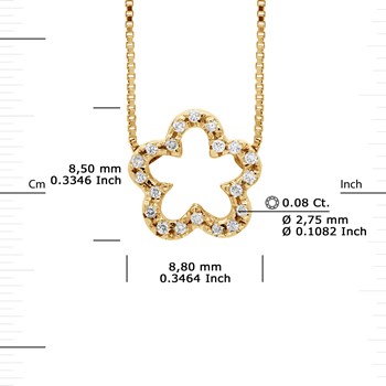 Necklace FLOWER Diamonds 0.15 Cts Yellow Gold