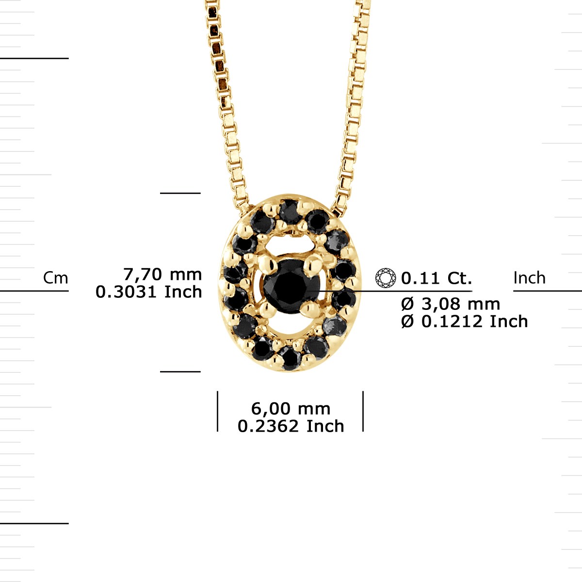 Collier Diamants Noirs 0,11 Cts Or Jaune - vue 3