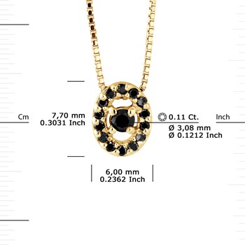 0,11 ct geelgouden ketting met zwarte diamant