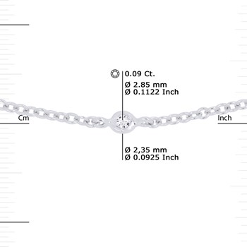 Witgouden collier met afwisselend 0,10 ct diamanten