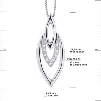 Ketting FLAMME Diamanten 0.050 Cts Witgoud