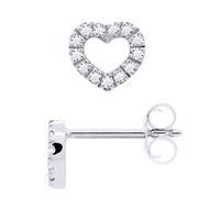 Boucles d'Oreilles Diamant 0,080 Cts Coeurs Or Blanc