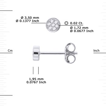 Boucles d'Oreilles Diamants 0,020 Cts Serti Illusion 0,35 Cts Or Blanc