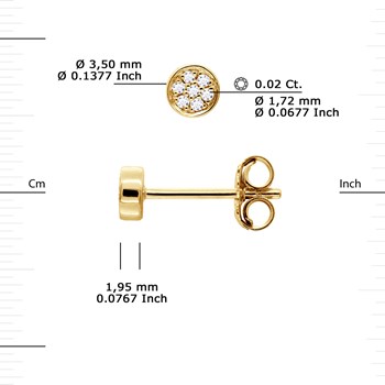 Boucles d'Oreilles Diamants 0,020 Cts Serti Illusion 0,35 Cts Or Jaune