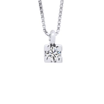 Collier Solitaire Diamant 0,05 Cts Or Blanc