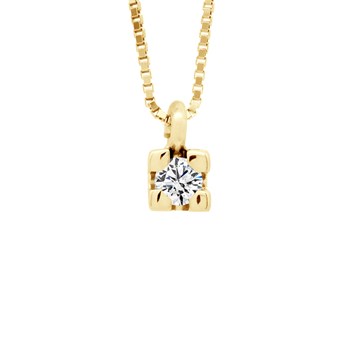 Solitaire Diamond Necklace 0,05 Cts Yellow Gold