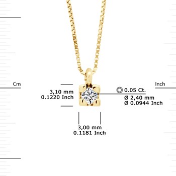 Solitaire Diamond Necklace 0,05 Cts Yellow Gold