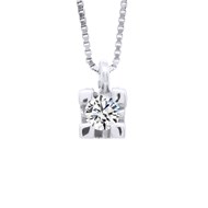 Collier Solitaire Diamant 0,10 Cts Or Blanc