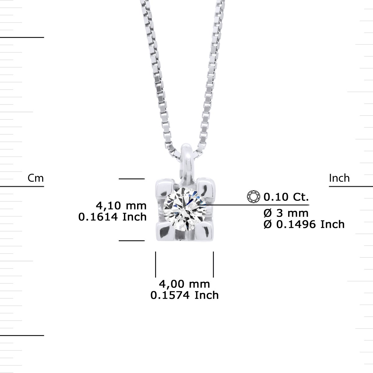 Collier Solitaire Diamant 0,10 Cts Or Blanc - vue 3