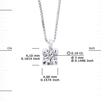 Solitaire Diamond Necklace 0,10 Cts White Gold