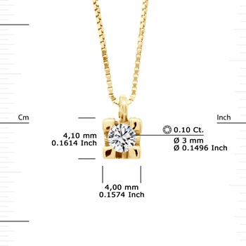 Solitaire Diamanten Ketting 0,10 Cts Geel Goud
