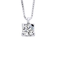 Collier Solitaire Diamant 0,15 Cts Or Blanc